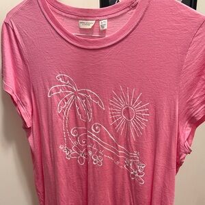 Vintage American Eagle Outfitters Pink Palm Tree Graphic Tee